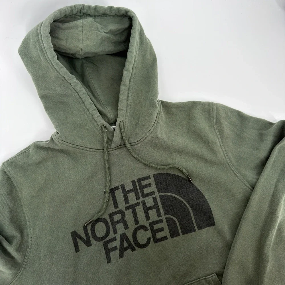 The North Face Mens Half Dome Pullover Hoodie Olive Green Large Fleece Hoodie